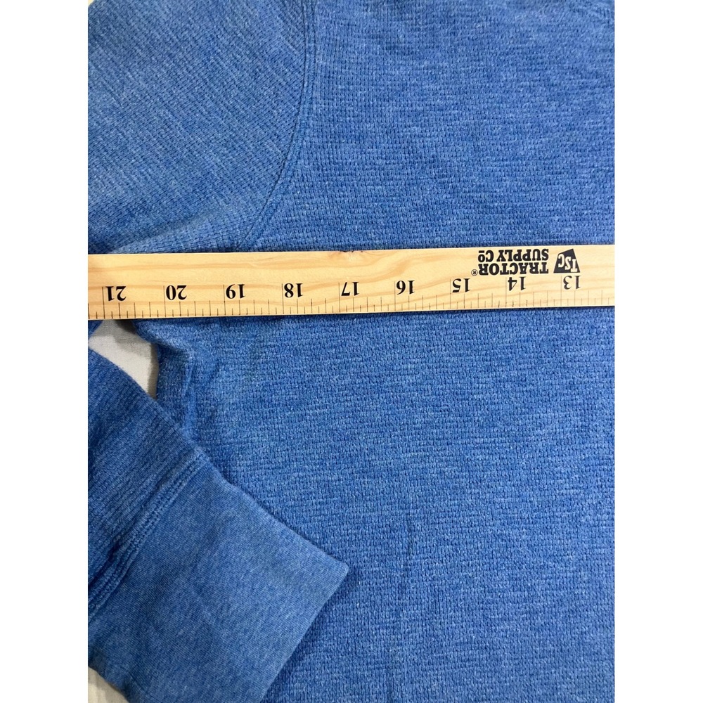 LL Bean Womens XL Pet Blue Waffle Knit Henley Long Sleeve Thermal Top 284110 - Picture 3 of 8